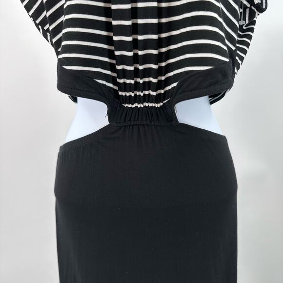 LeShop Maxi Striped Top Solid Skirt Black/White L Stretchy Waist Sleeveless Crew - Picture 8 of 12